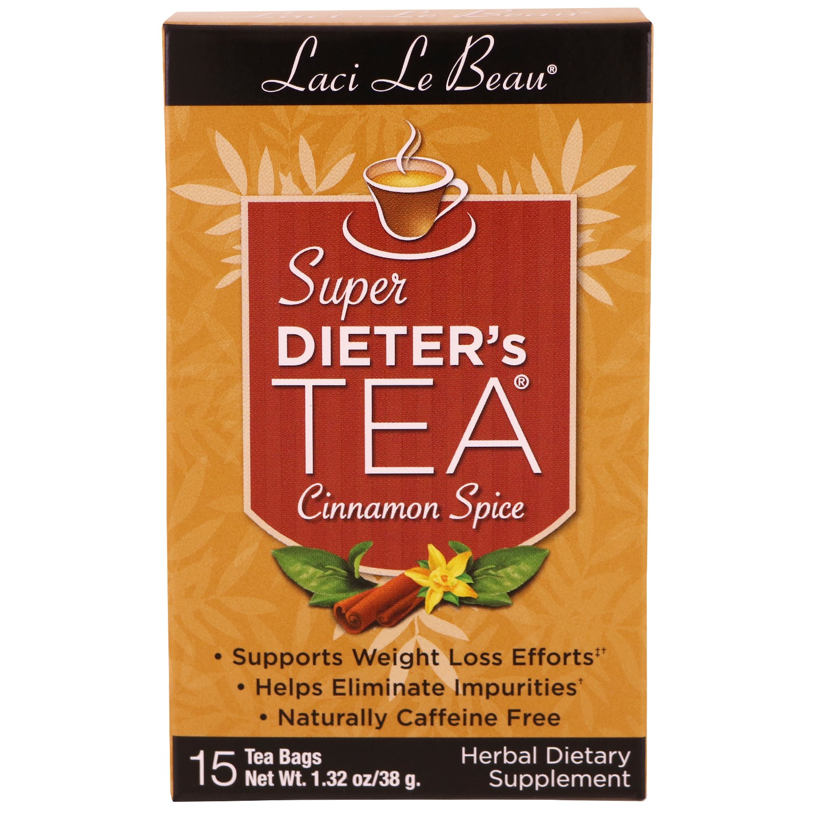 Natrol, Laci Le Beau, super chá para dietas, aroma de canela, 15 sachês de chá, 1,32 oz (38 g)