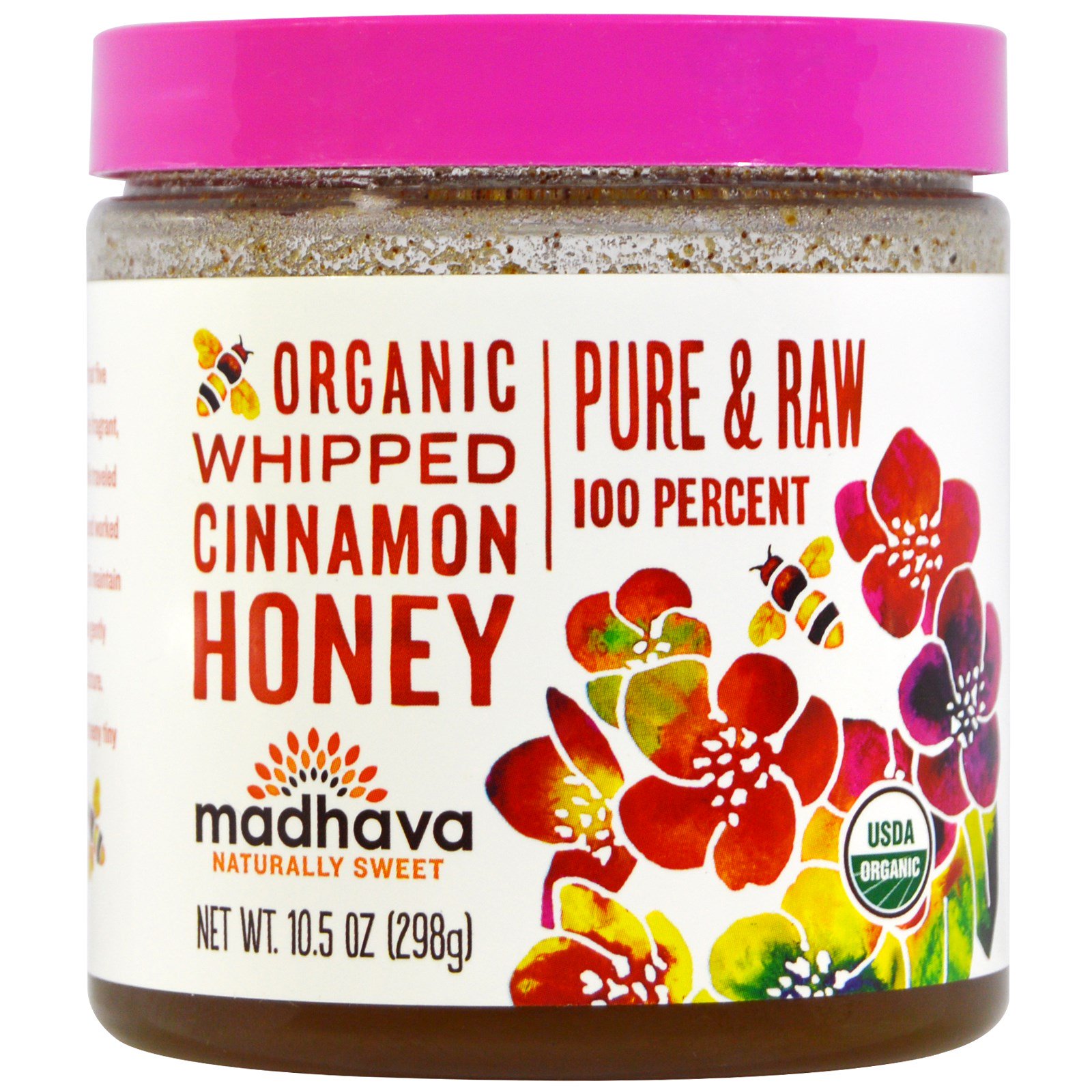 Madhava Natural Sweeteners, Mel Orgânico Batido com Canela, 10,5 oz (298 g)