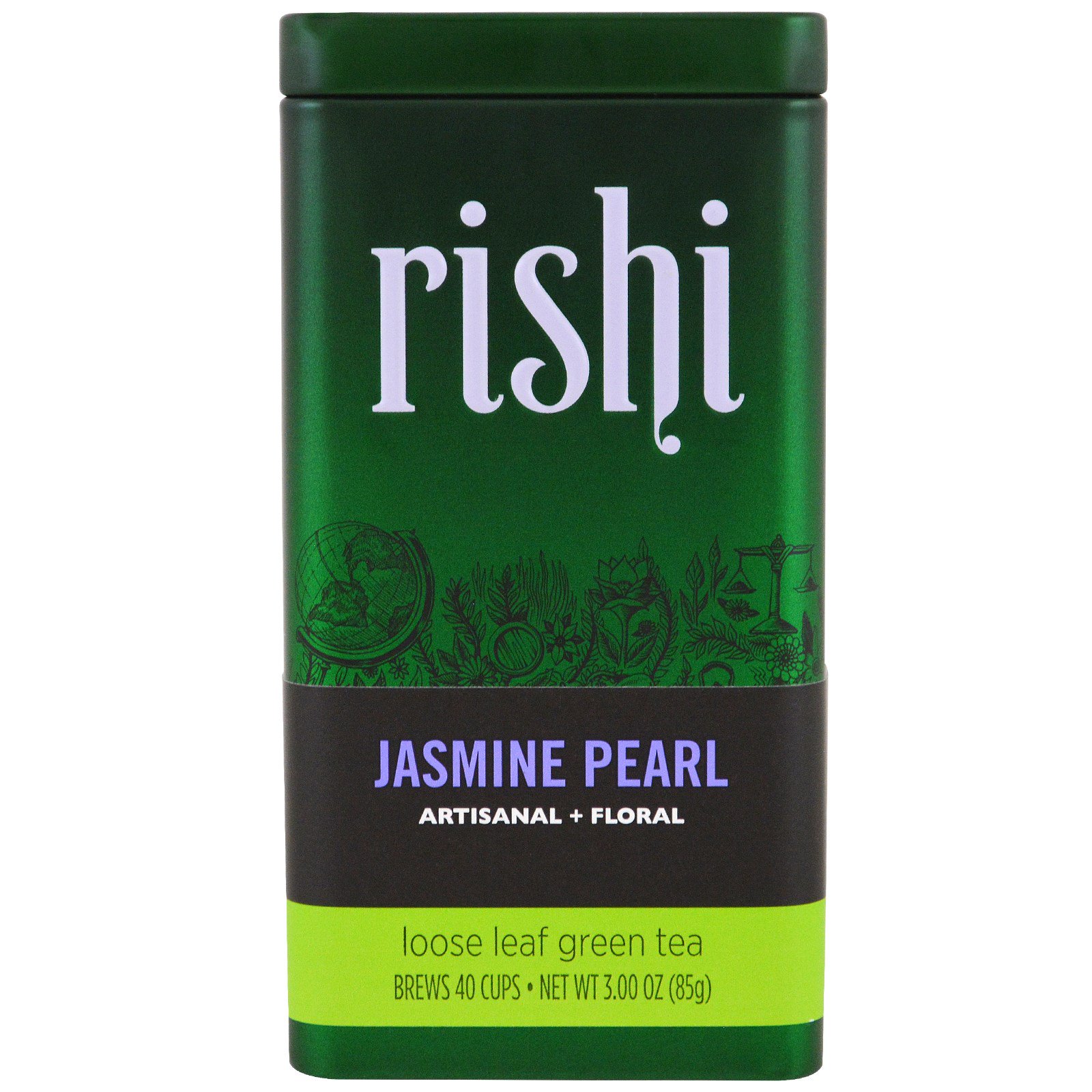 Rishi Tea, Jasmine Pearls, Folhas Soltas de Chá Verde, 3 oz (85 g)