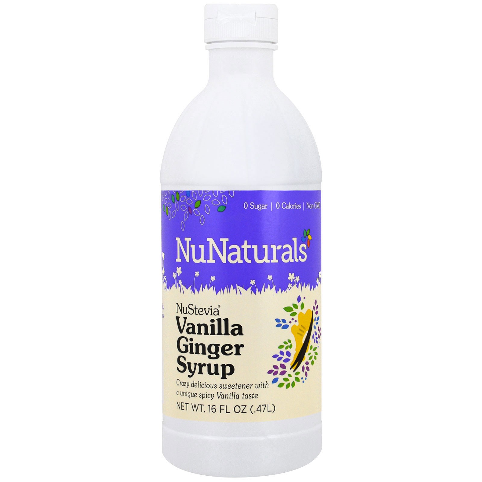 NuNaturals, Nustevia, Xarope de Baunilha e Gengibre, 16 fl oz (0,47 l)
