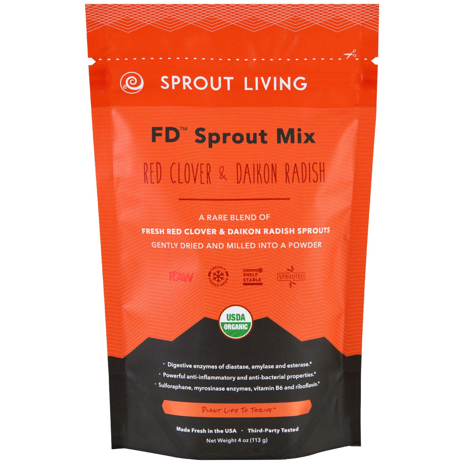 Sprout Living, Mistura de Brotos FD, Cravo Vermelho Orgânico e Rabanete Daikon, 4 oz (113 g)