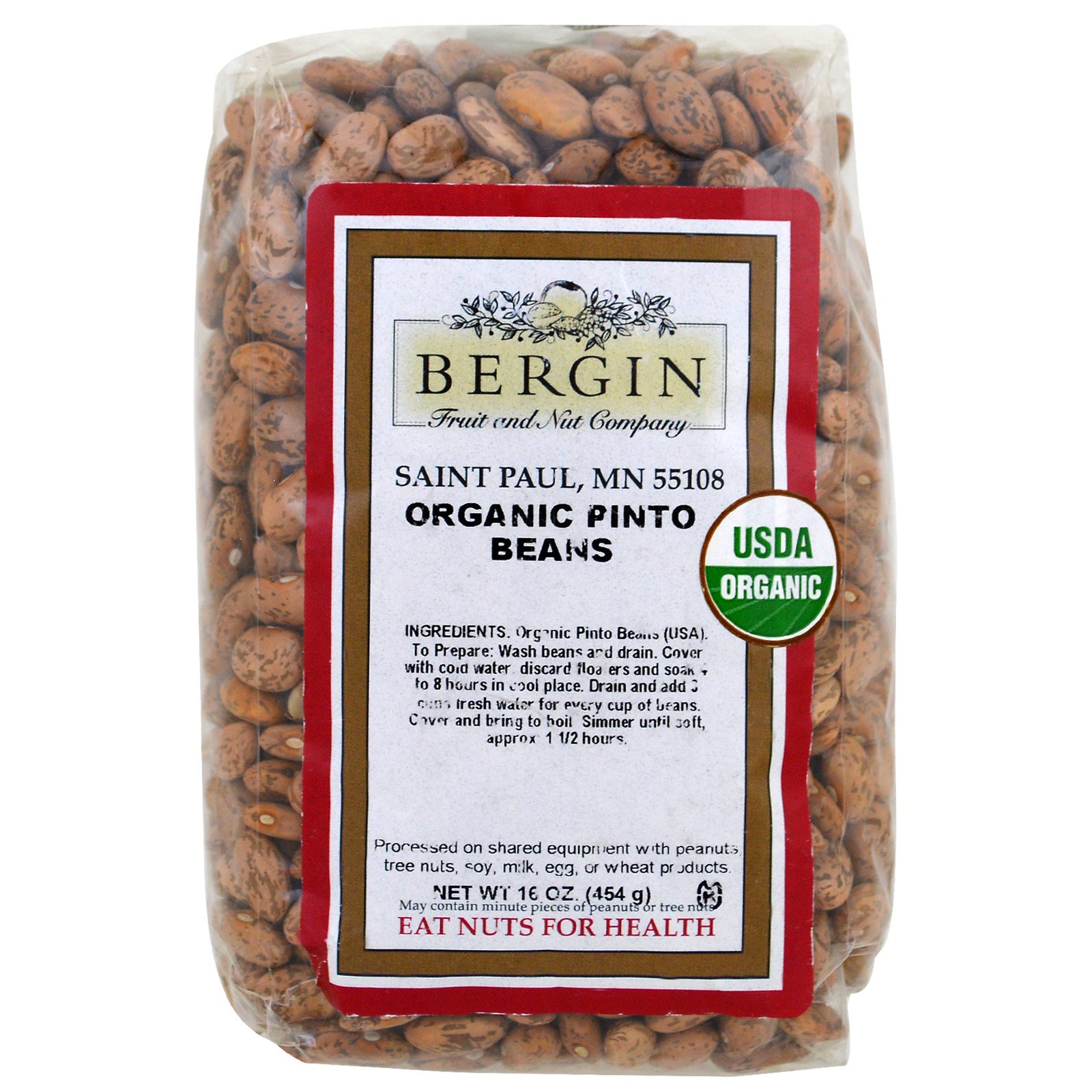 Bergin Fruit and Nut Company, Feijão Carioca Orgânico, 16 oz (454 g)