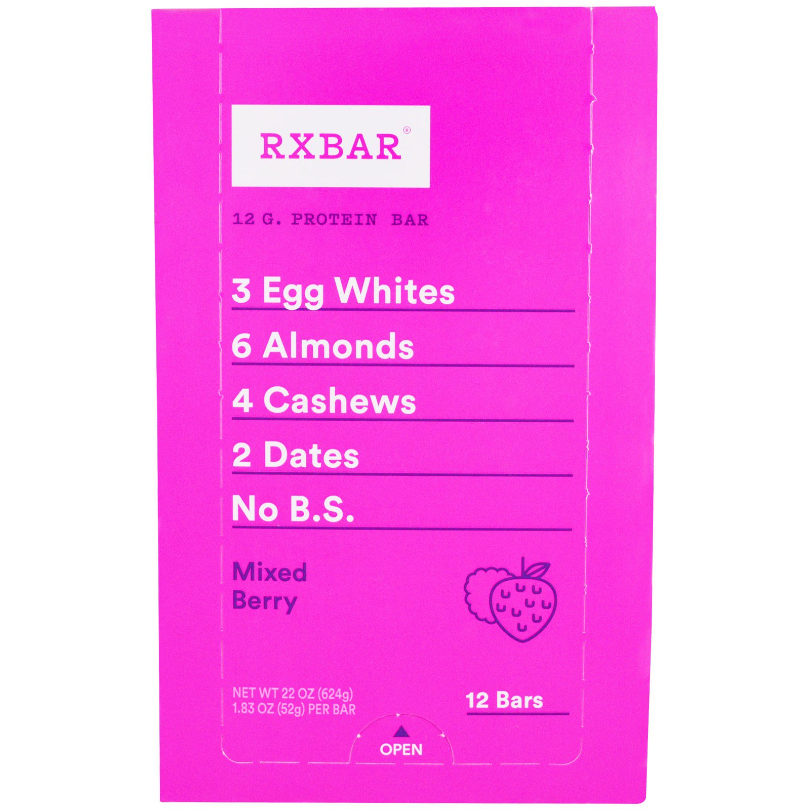 RXBAR, Barras de proteínas, baga mista, 12 barras, 1,83 oz (52 g) Cada