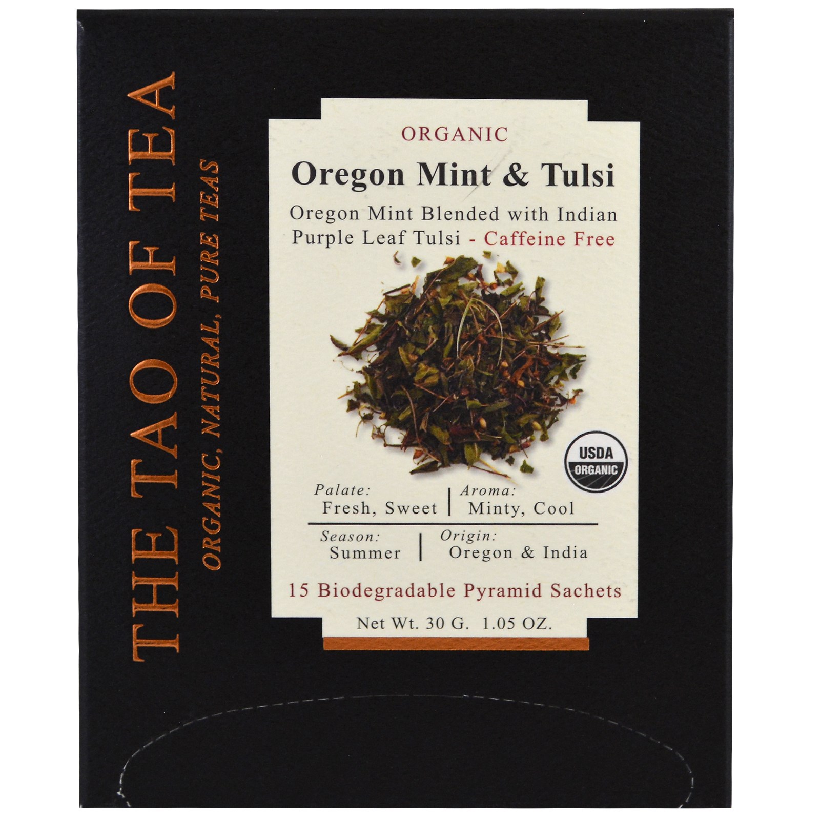 The Tao of Tea, Chá Orgânico de Hortelã-do-Oregon e Tulsi, 15 Saquinhos Piramidais, 30 g (1,05 oz)