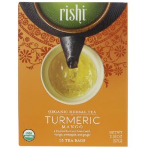 Rishi Tea, Chá herbal orgânico, Açafrão - Manga, 15 saquinhos, 2.01 oz (57 g)