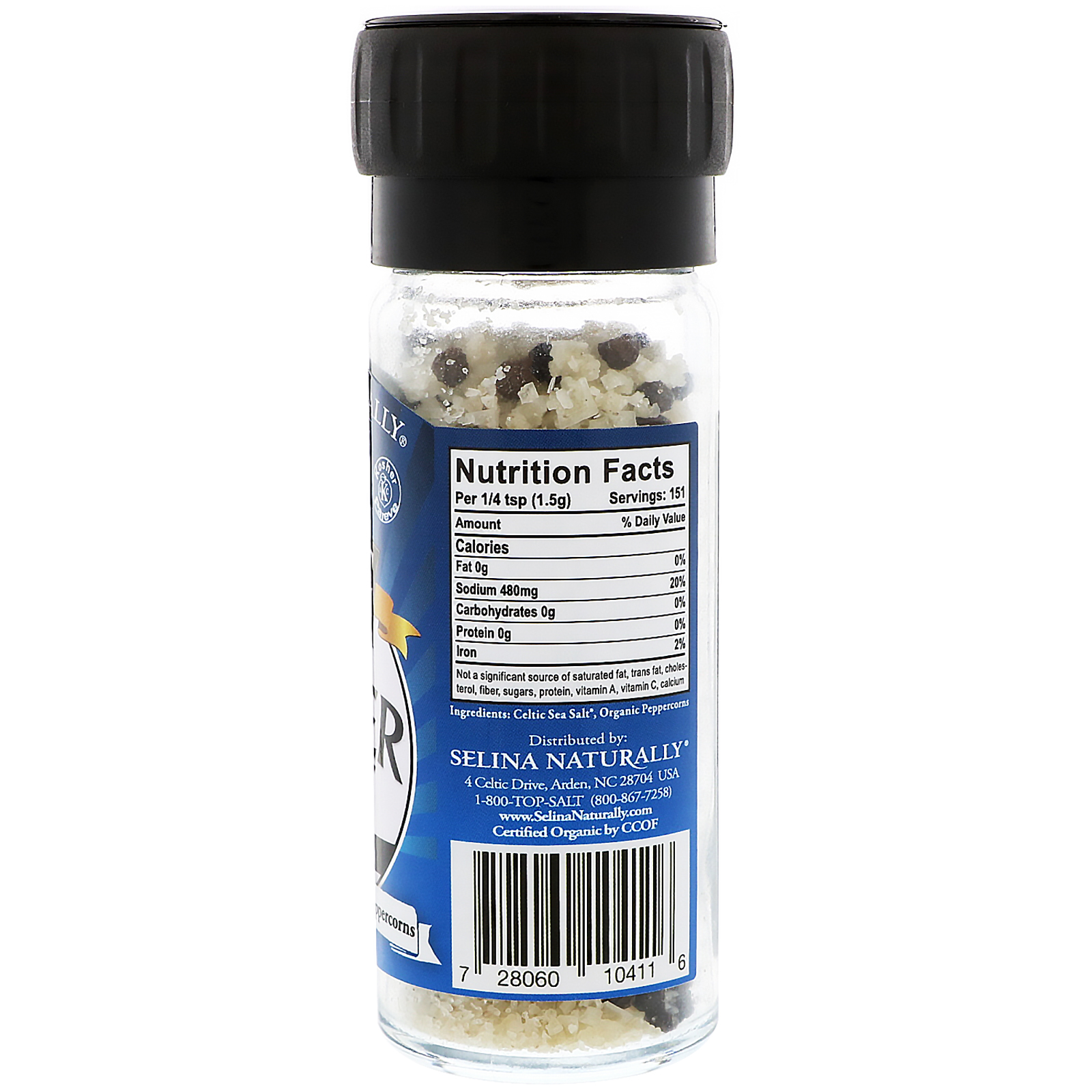 Celtic Sea Salt, Organic, Pepper Salt, Light Grey Celtic & Organic Peppercorns, 2.7 oz (76 g) - Imagem 2