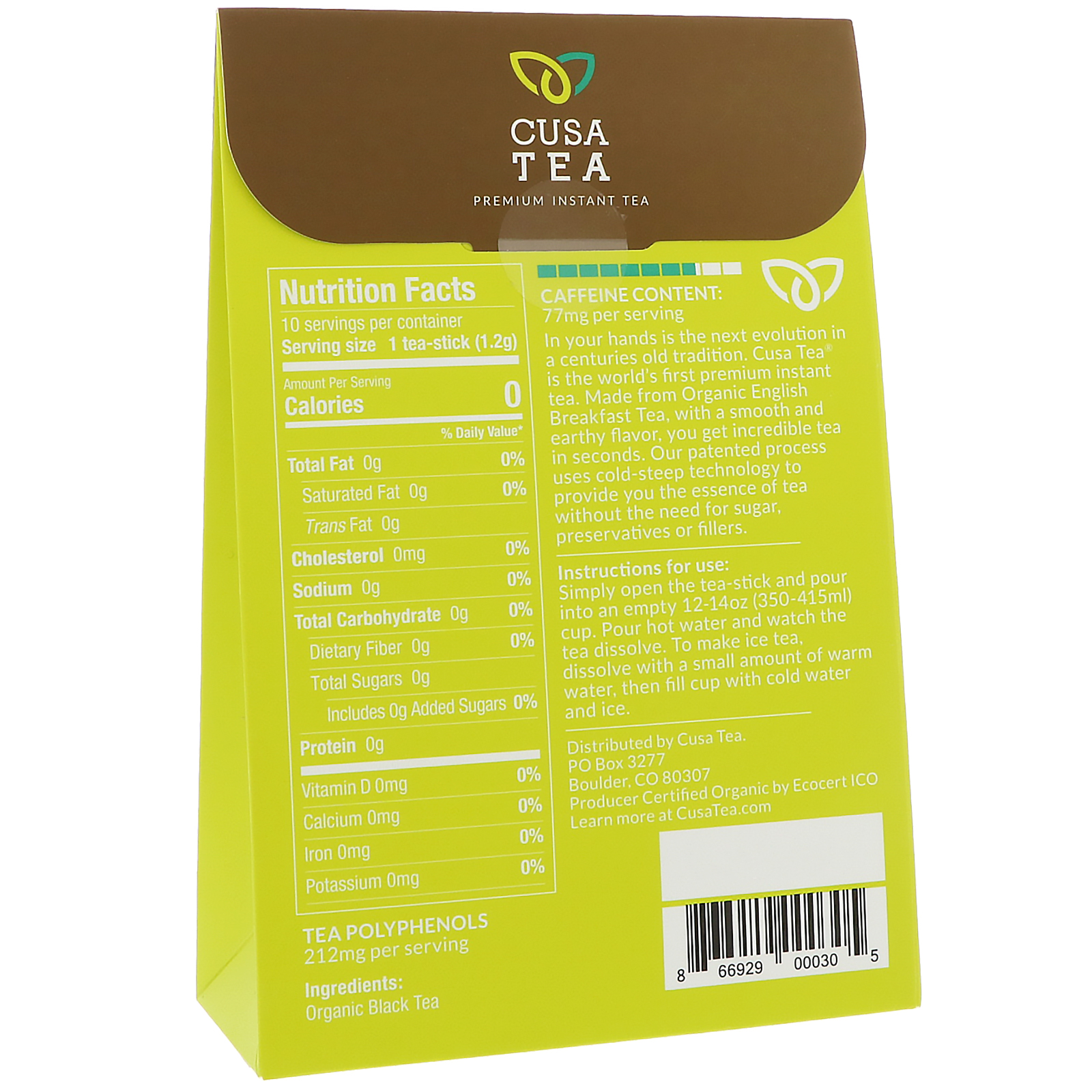 Cusa Tea, Orgânico, chá do Café da manhã inglês, 10 porções individuais, 0,04 onças (1,2 g) cada - Imagem 2