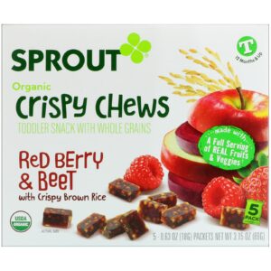 Sprout Organic, Mordidas crocantes, Fruta vermelha e Beterraba, 5 pacotes, 0,63 onças (18 g) cada