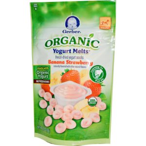 Gerber, Orgânico, Yogurt Melts, Banana e Morango, 1.0 oz (28 g)