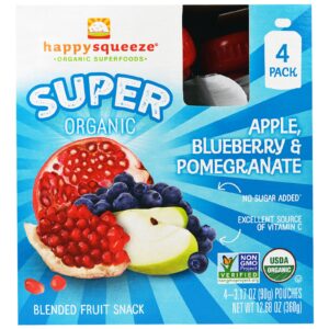 Nurture Inc. (Happy Baby), Abraço Feliz, Super Orgânico, Maçã, Mirtilo E Romã, 4 sachês, 90g