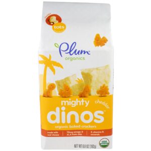 Plum Organics, Biscoitos Assados Orgânicos, Dinos, Cheddar, Tots, a partir de 12 Meses, 192 g