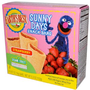 Earth's Best, Barras Sunny Days, Morango, Oito Barras, 19 g Cada
