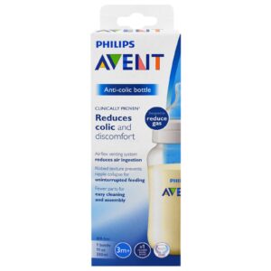 Philips Avent, Mamadeira Anticólica, A Partir de 3 Meses, 1 Mamadeira de Gargalo Largo, 11 oz (330 ml)