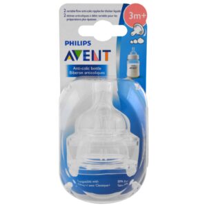 Philips Avent, Bicos Anticólica de Fluxo Variável Para Mamadeira, A Partir dos 3 Meses, 2 Unidades