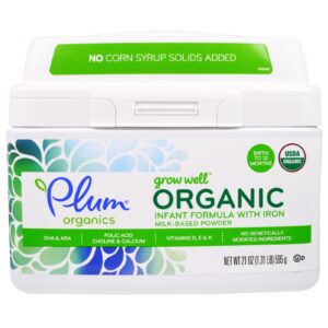 Plum Organics, Cresça Bem, Fórmula Orgânica com o Poder Baseado no Leite e ferro, 595 g