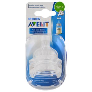 Philips Avent, Bicos Anticólica de Fluxo Lento para Mamadeira, A Partir de 1 Mês, 2 Unidades