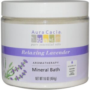 Aura Cacia, Banho Mineral de Aromaterapia, Lavanda Relaxante, 16 oz (454 g)