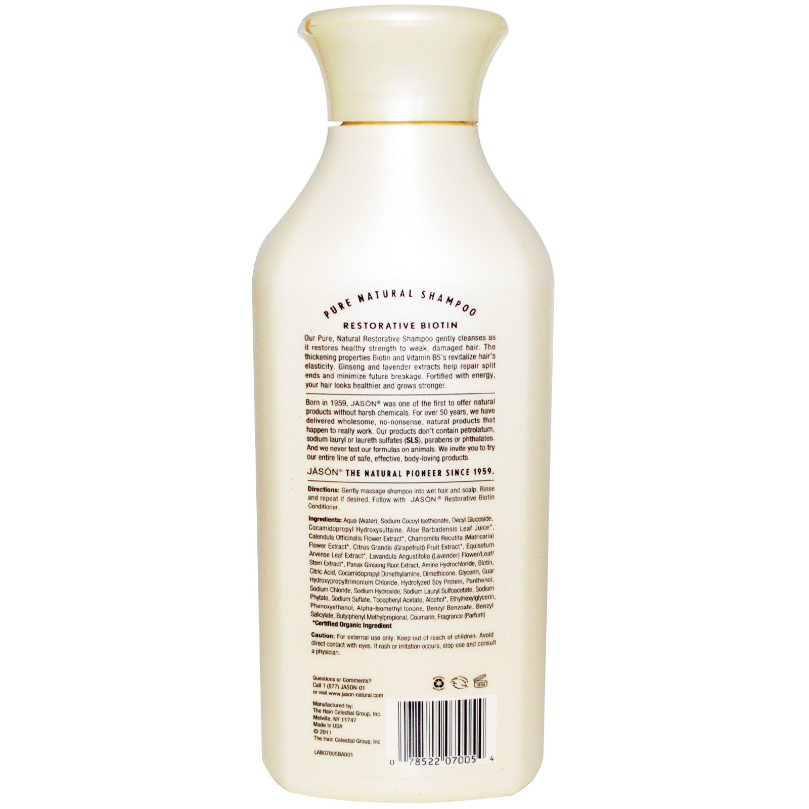 Jason Natural, Shampoo Puro e Natural, Biotina Restauradora, 16 oz fl (473 ml) - Imagem 2