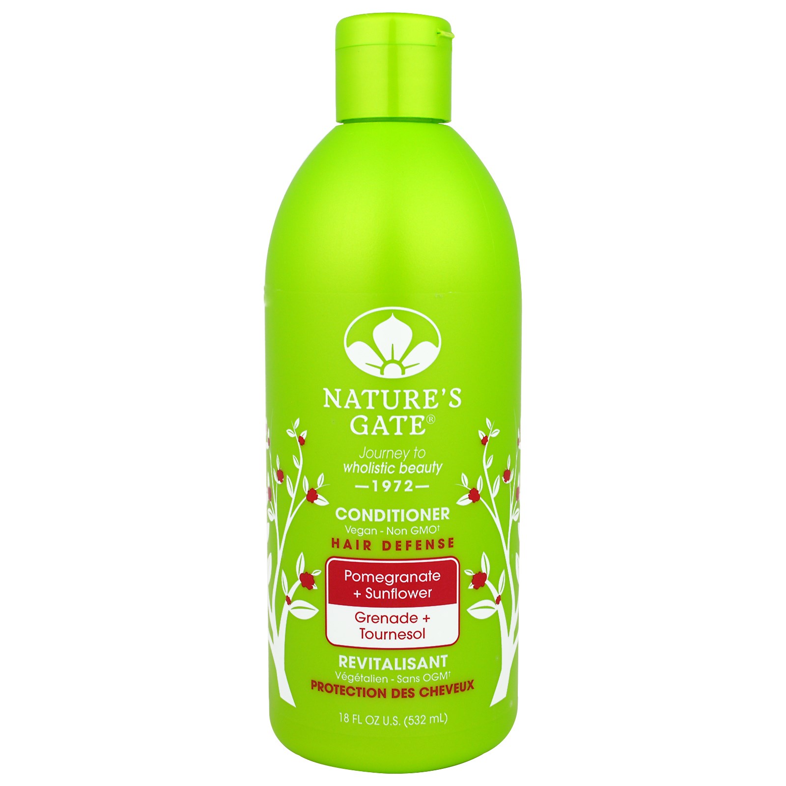 Nature's Gate, Condicionador Vegano Hair Defense, Romã + Girassol, frasco de 18 oz (532 ml)