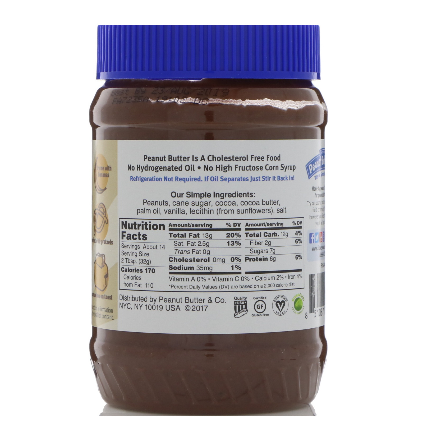 Peanut Butter & Co., Blend de Manteiga de Amendoim com Chocolate Amargo Enriquecido, Dark Chocolate Dreams, 16 oz (454 g) - Imagem 2