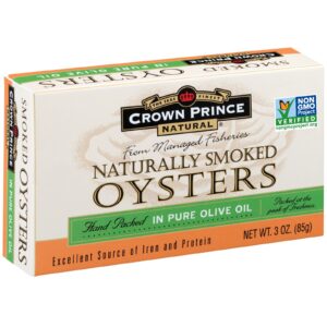 Crown Prince Natural, Ostras Defumadas Naturalmente, em Azeite de Oliva Puro, 85 g (3 oz)