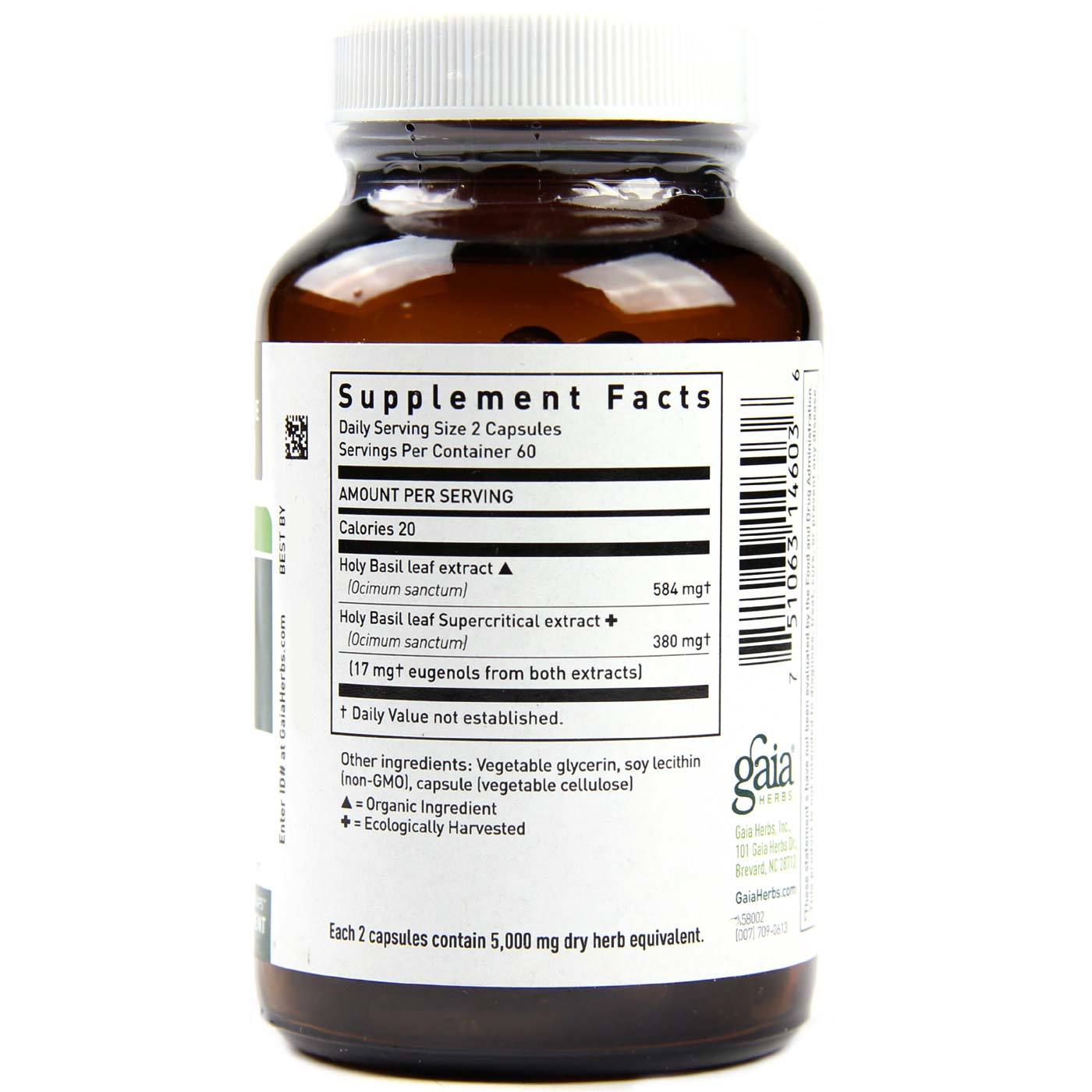 Gaia Herbs Holy Basil Folha - 120 Vegetarian Liquid Phyto-Cápsulas - Imagem 2