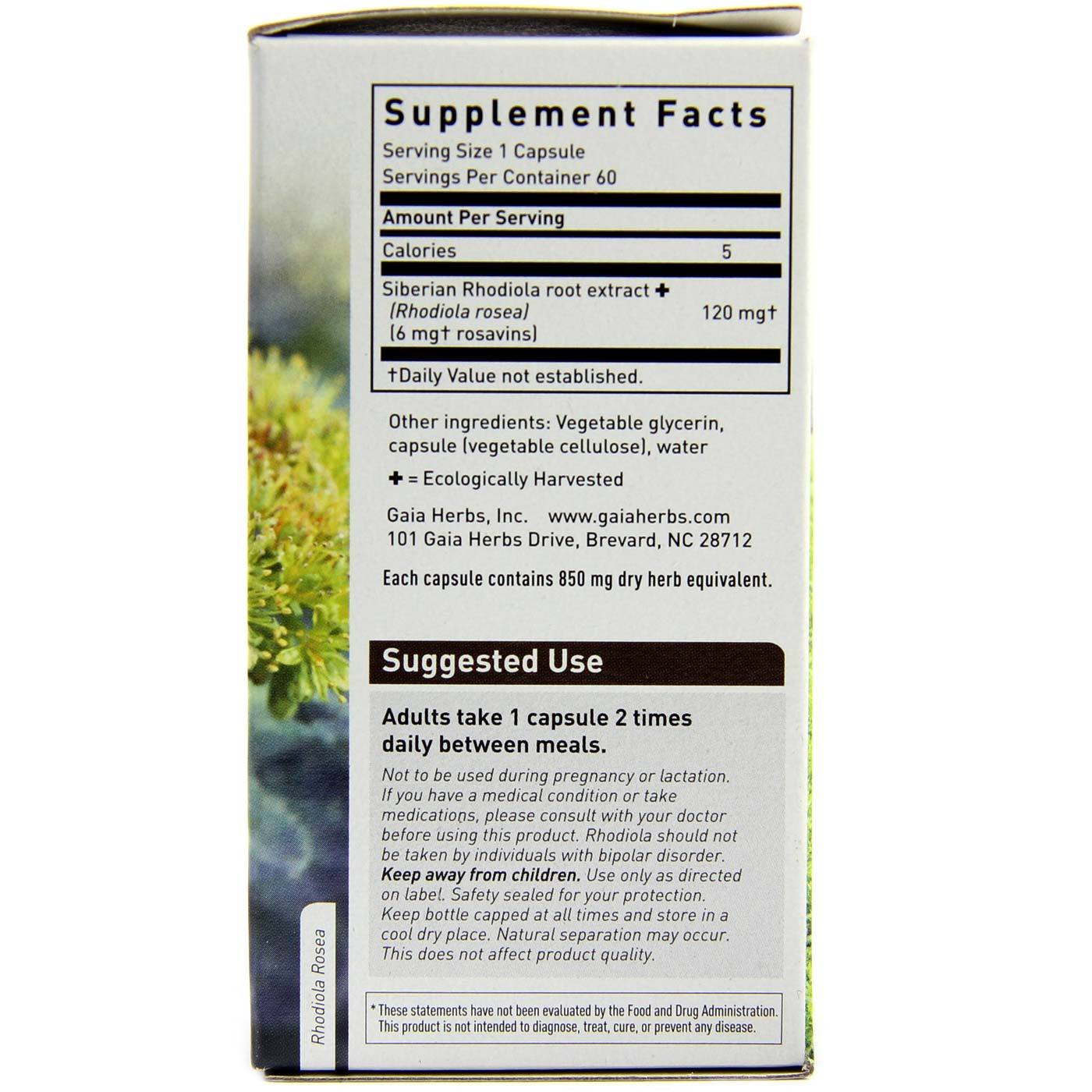 Gaia Herbs Rhodiola Rosea - 60 Vegetarian Liquid Phyto-Cápsulas - Imagem 2