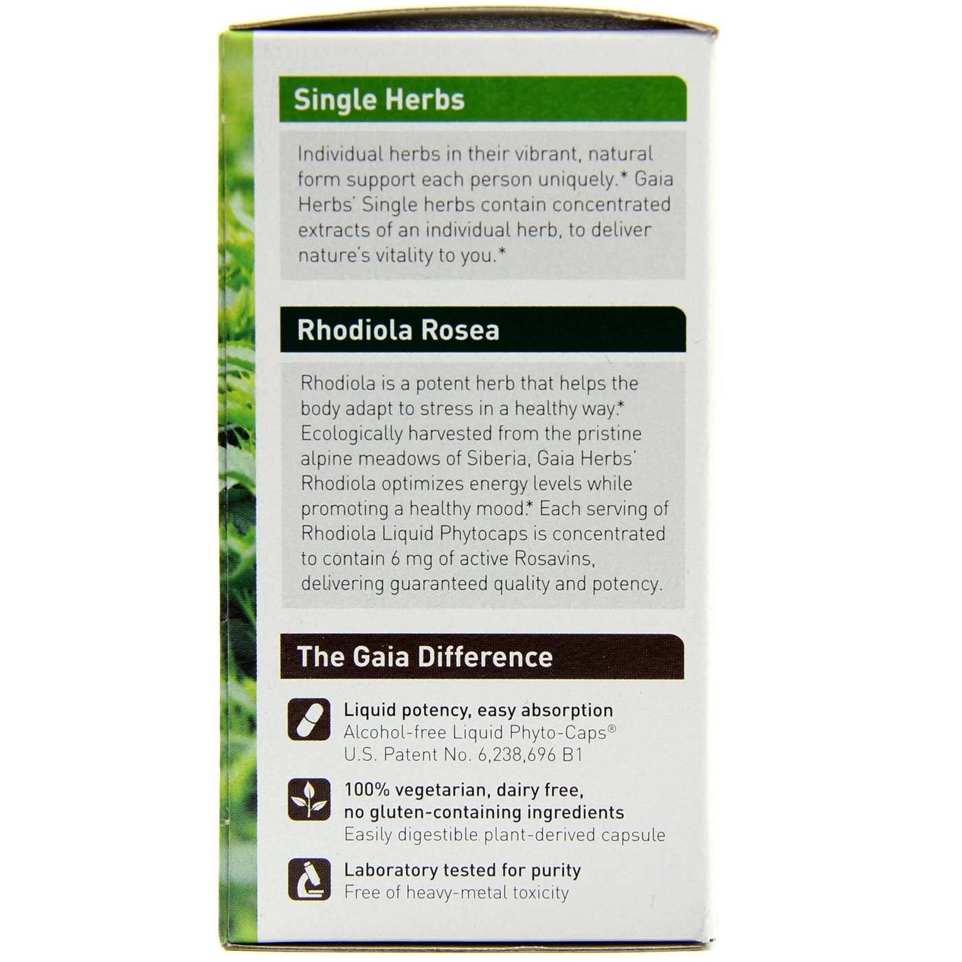 Gaia Herbs Rhodiola Rosea - 60 Vegetarian Liquid Phyto-Cápsulas - Imagem 4
