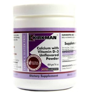 Kirkman Labs Cálcio com Vitamina D Powder, Hipoalergênico - 16 oz