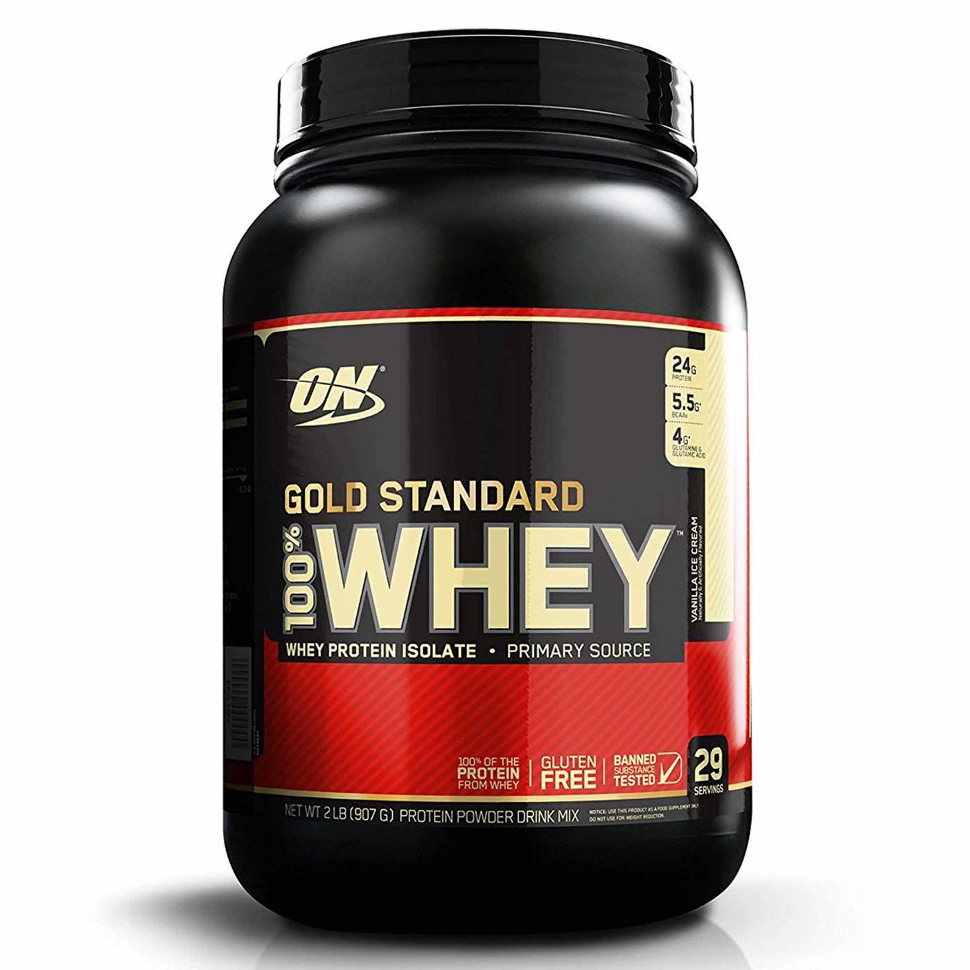 Optimum Nutrition Gold Standard 100% Whey, Sorvete de baunilha - 2 lbs