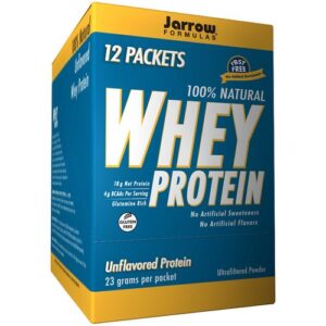 Jarrow Formulas 100% Natural Whey Proteína, Sem sabor - 12 Packets
