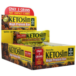 Nature's Plus KETOslim High Barra de Proteínaras, Chocolate Crunch Amêndoa - 12 Barras