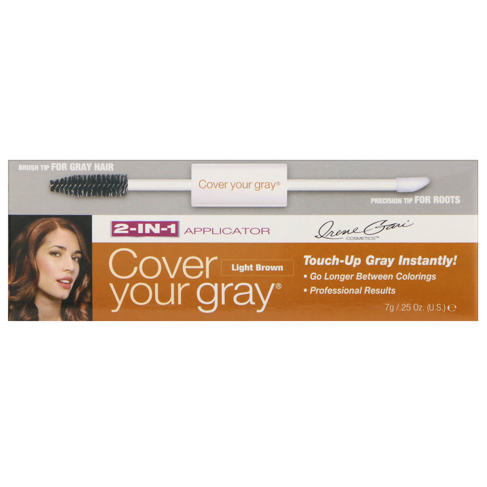 Cover Your Gray, 2-IN-1 Hair Color Touch-Up, Light Brown, 0.25 oz (7 g) - Imagem 3