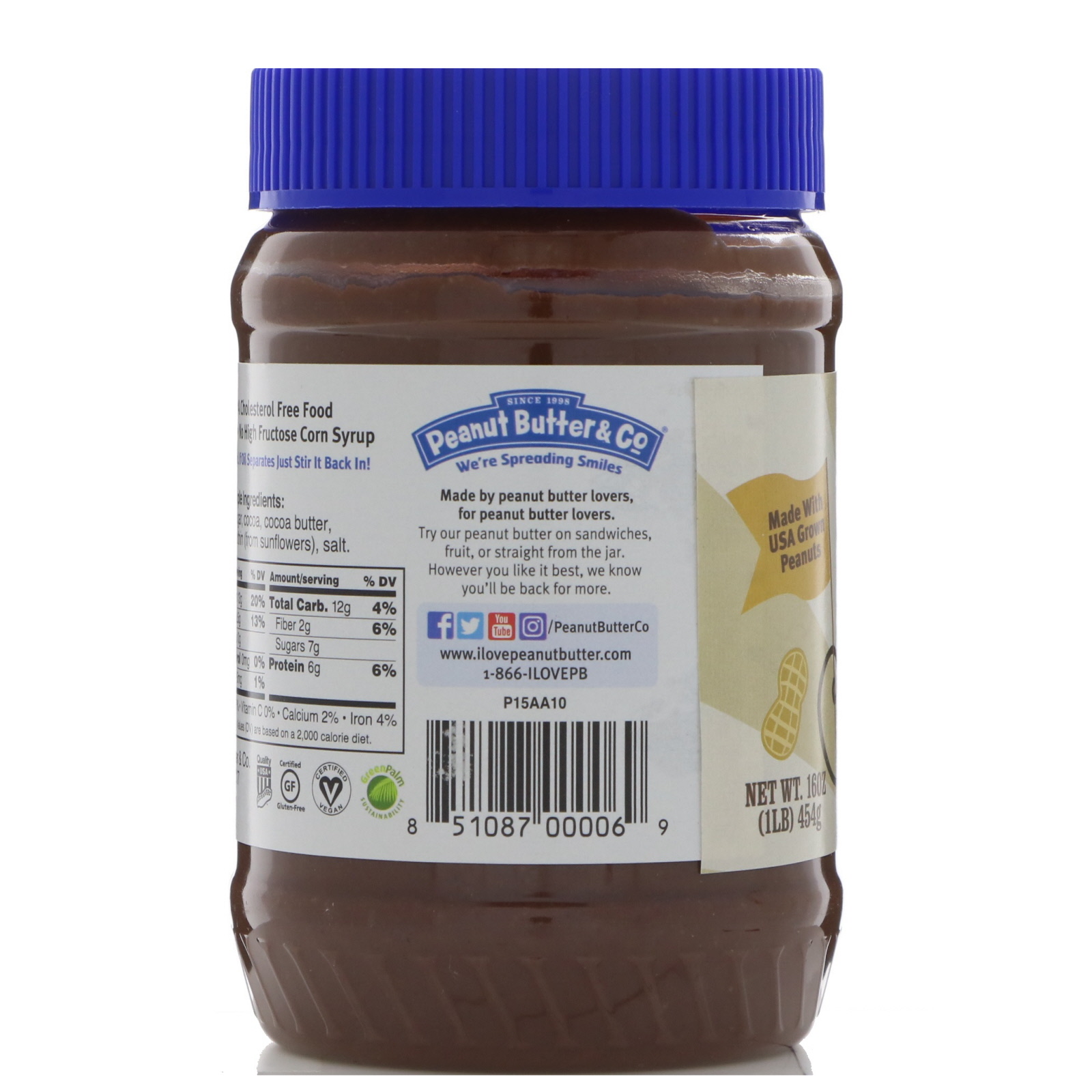 Peanut Butter & Co., Blend de Manteiga de Amendoim com Chocolate Amargo Enriquecido, Dark Chocolate Dreams, 16 oz (454 g) - Imagem 3
