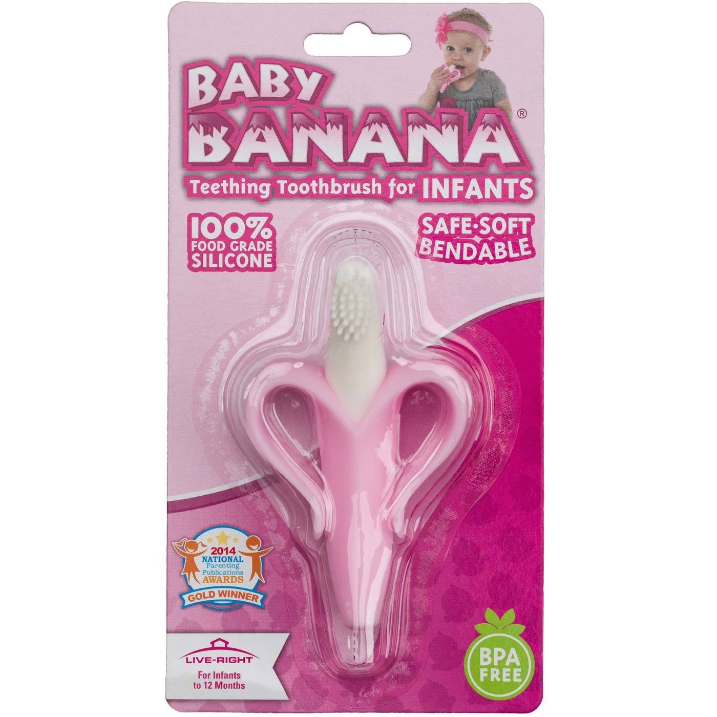 Bebê Banana Pincel Infant ToothPincel com Handles, Rosa - 1 Pincel