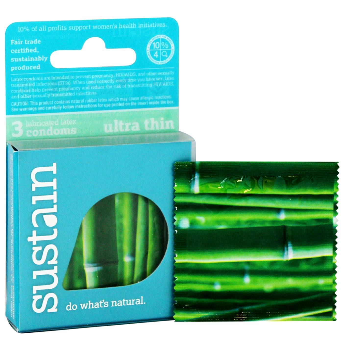 Sustain Lubricated Ultra Thin Preservativos - 3 Pack