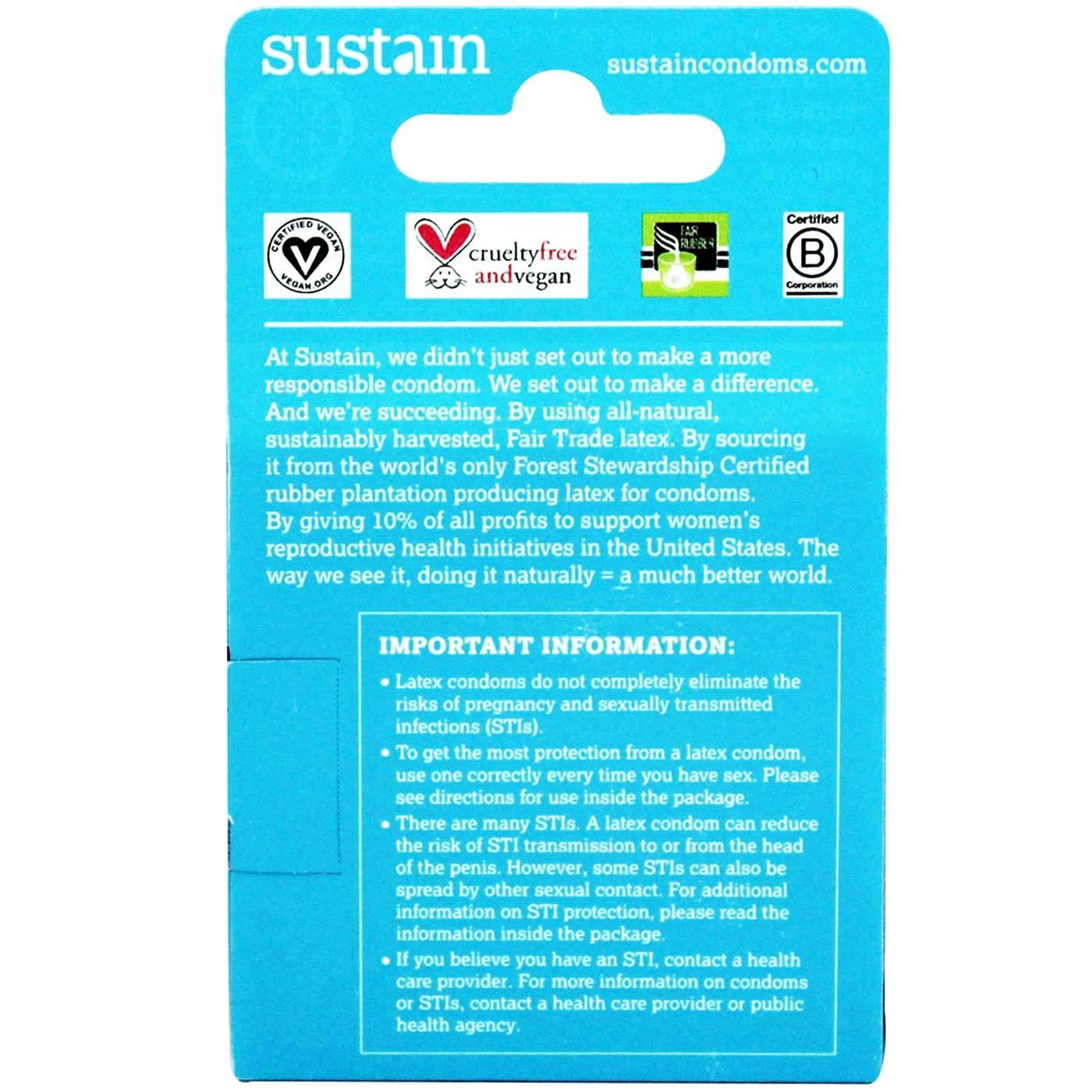 Sustain Lubricated Ultra Thin Preservativos - 3 Pack - Imagem 2
