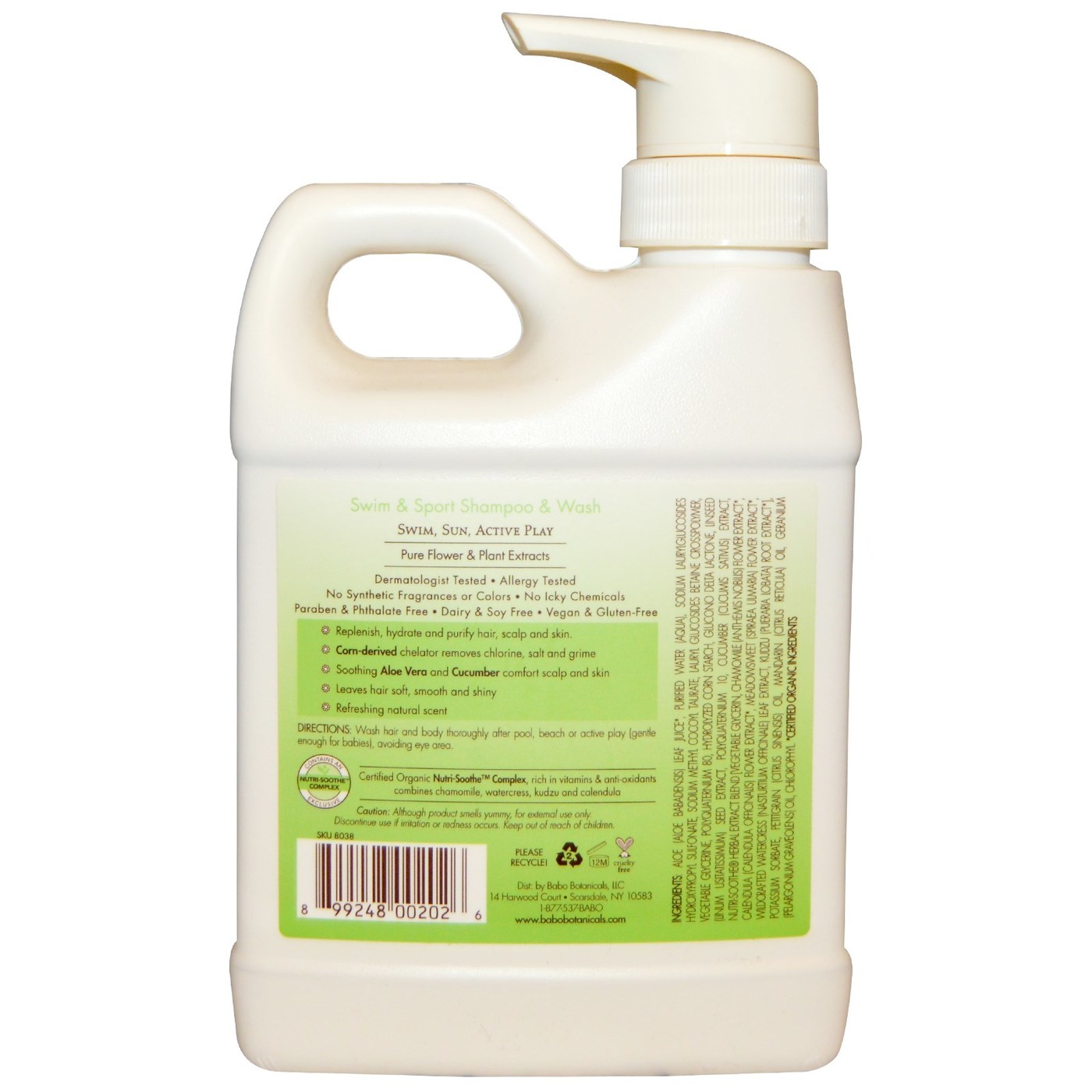 Babo Botanicals Bebê Xampu and Wash, Pepino - Swim and Sport - 16 oz - Imagem 2