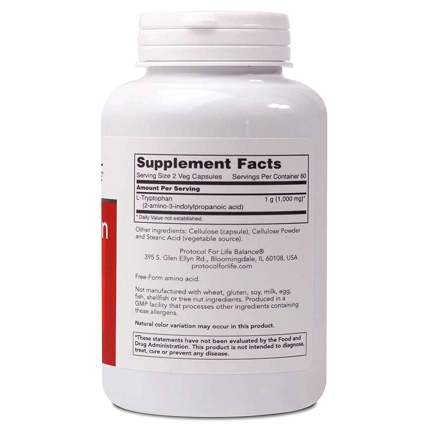 Protocol for Life Balance L-Tryptophan - 500 mg - 120 Cápsulas Vegetarianas - Imagem 3