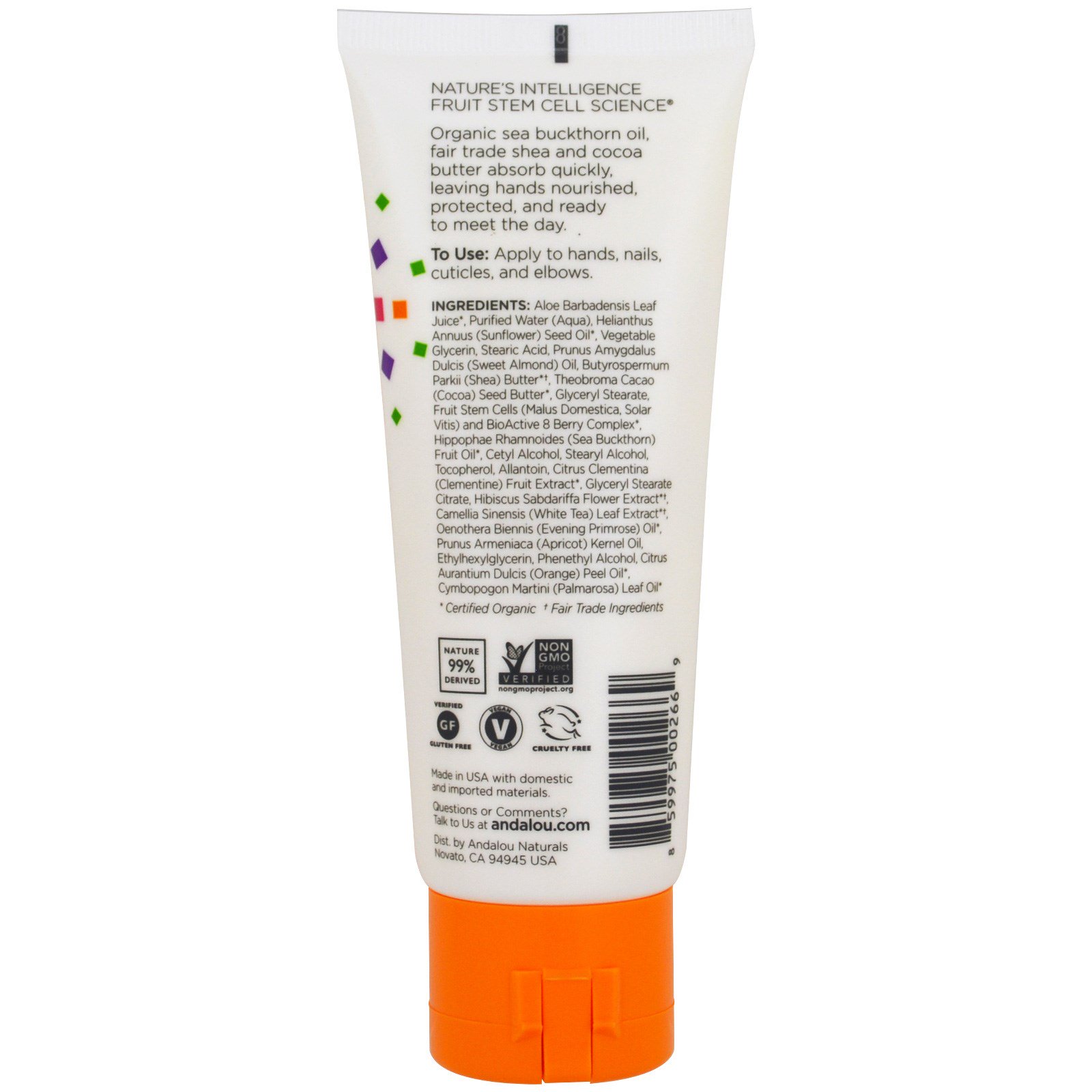 Andalou Naturals, Um Caminho de Luz, Creme para as Mãos de Manteiga de Karité + Água de Coco, Clementina, 3,4 fl oz (100 ml) - Imagem 2