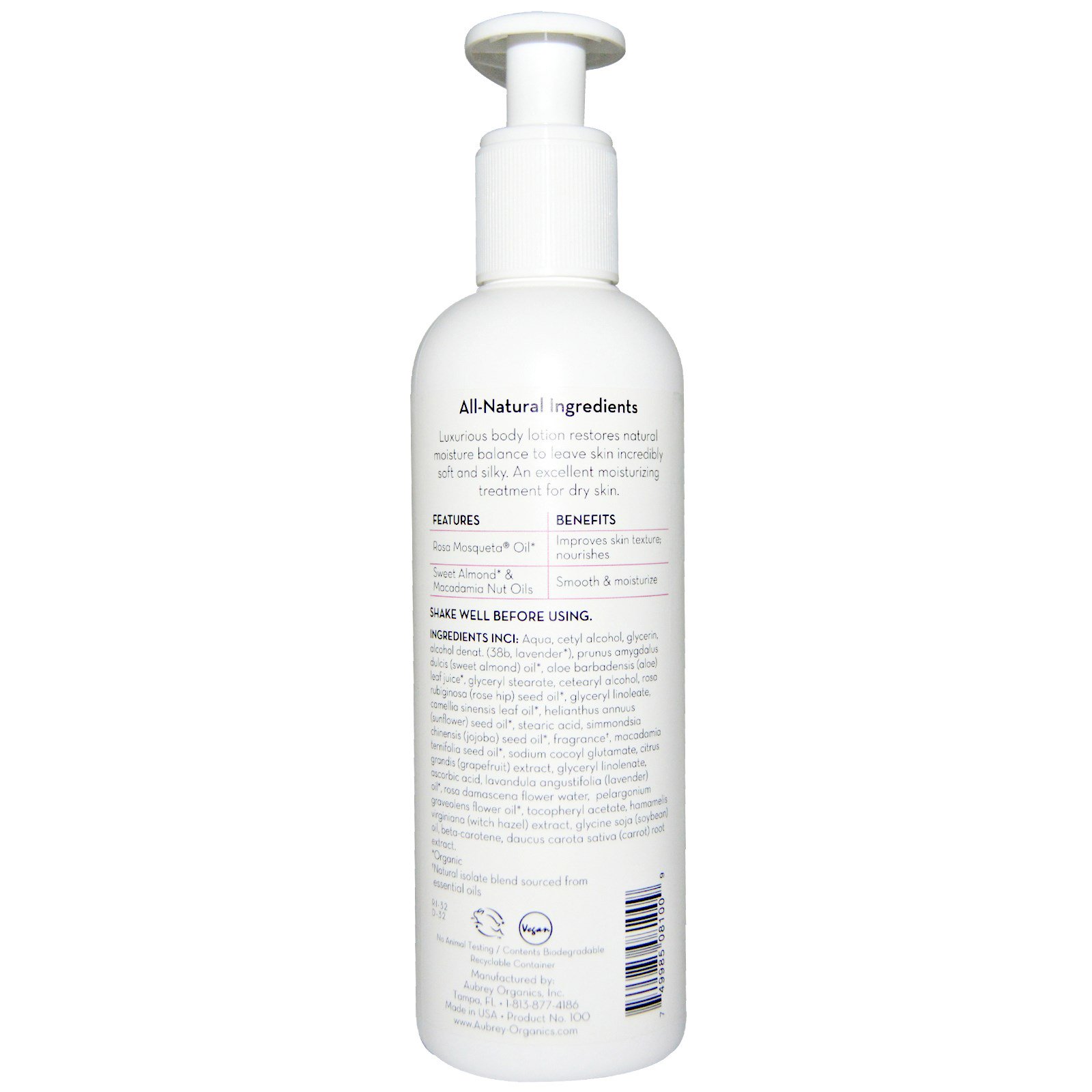 Aubrey Organics, Luxurious Moisturizing Lotion, Rosa Mosqueta, 8 fl oz (237 ml) - Imagem 2