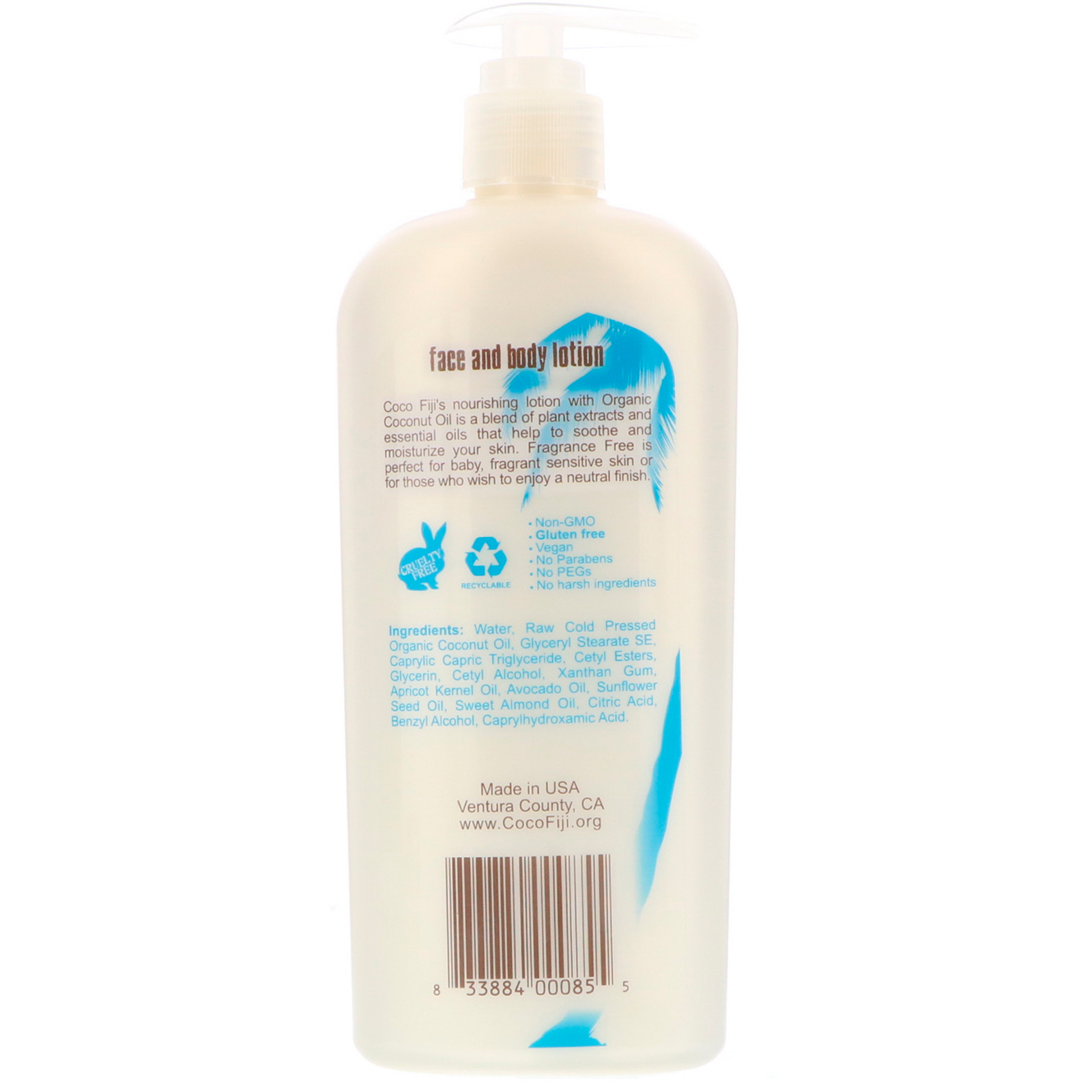 Organic Fiji, Loção Corporal e Facial, Sem Fragrância, 12 oz (354 ml) - Imagem 4