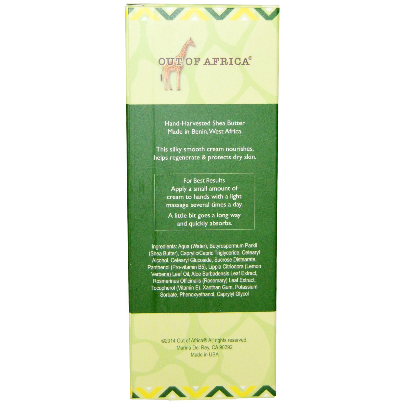 Out of Africa, Creme de Mão de Pura Manteiga de Karité, Verbena de Limão, 2,5 oz (74 ml) - Imagem 2