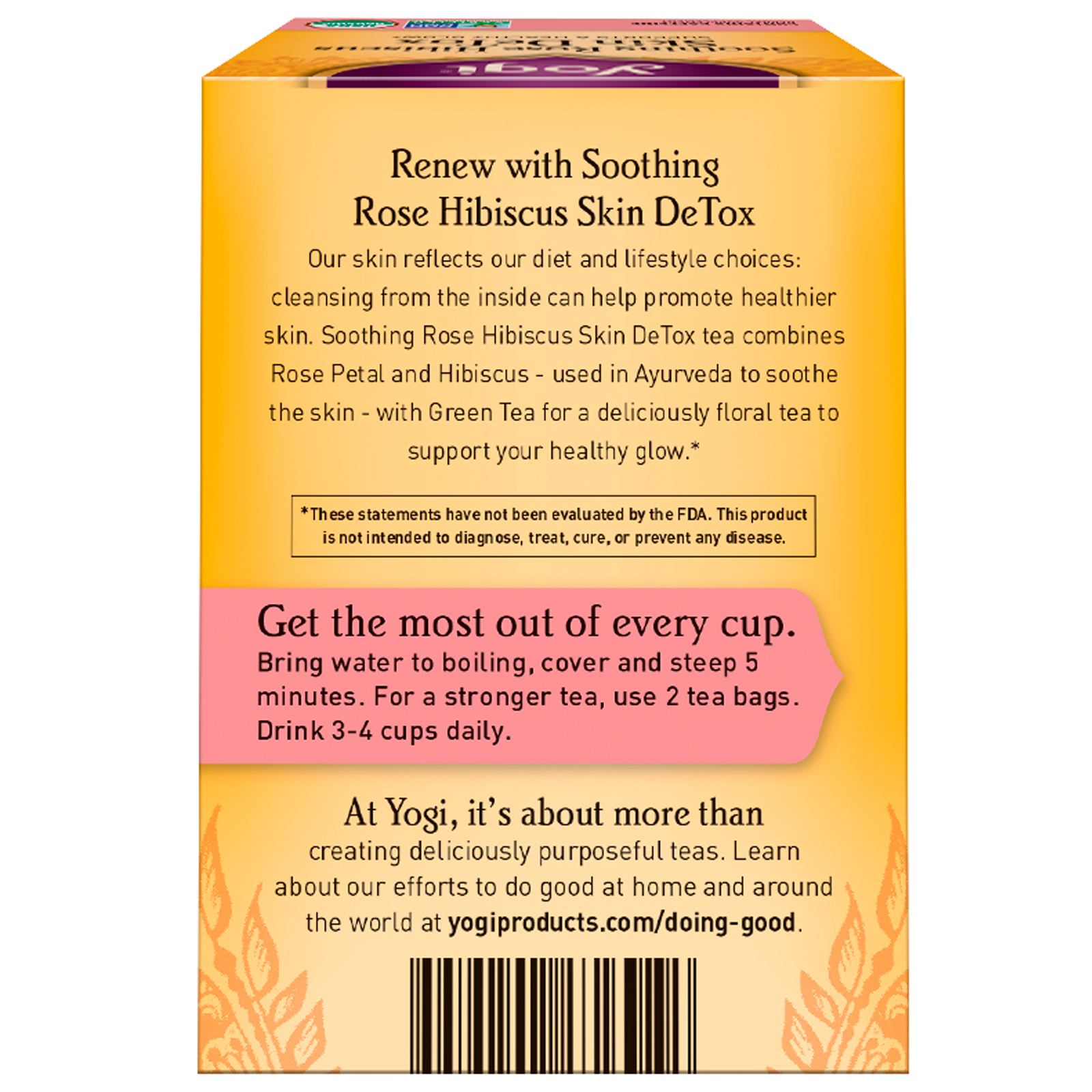 Yogi Tea, Skin DeTox, Rose Hibiscus Calmante, 16 sachês de chá, 1,12 oz (32 g) - Imagem 2