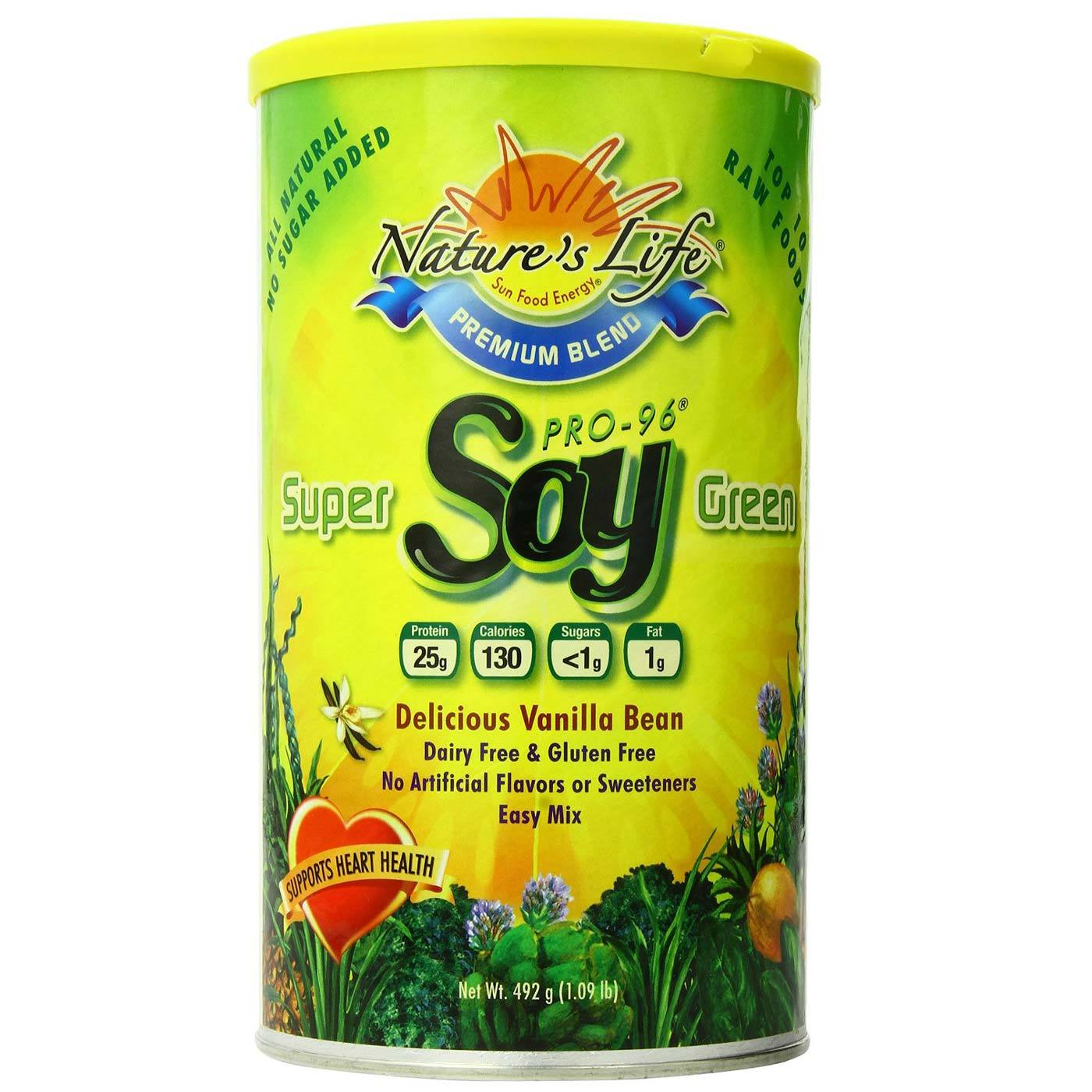 Nature's Life Super Verde Pro-96 Proteína de Soja Vanilla Bean 492 g