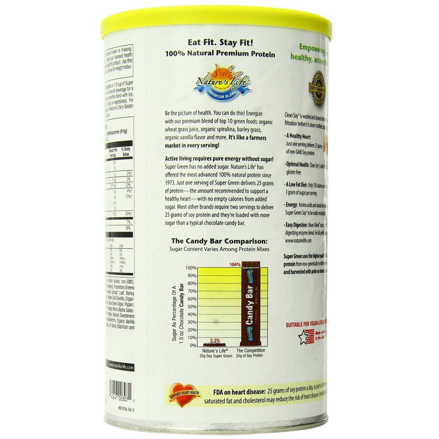 Nature's Life Super Verde Pro-96 Proteína de Soja Vanilla Bean 492 g - Imagem 3