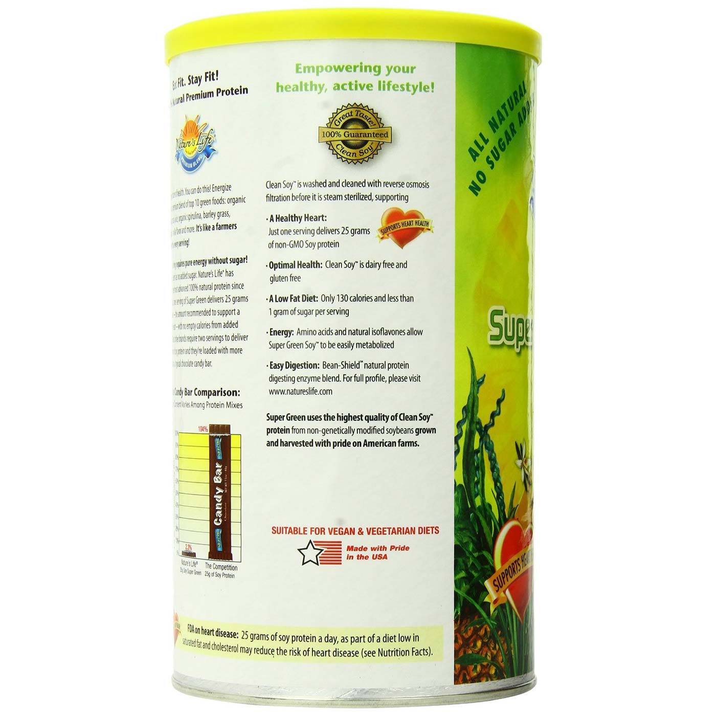 Nature's Life Super Verde Pro-96 Proteína de Soja Vanilla Bean 492 g - Imagem 4