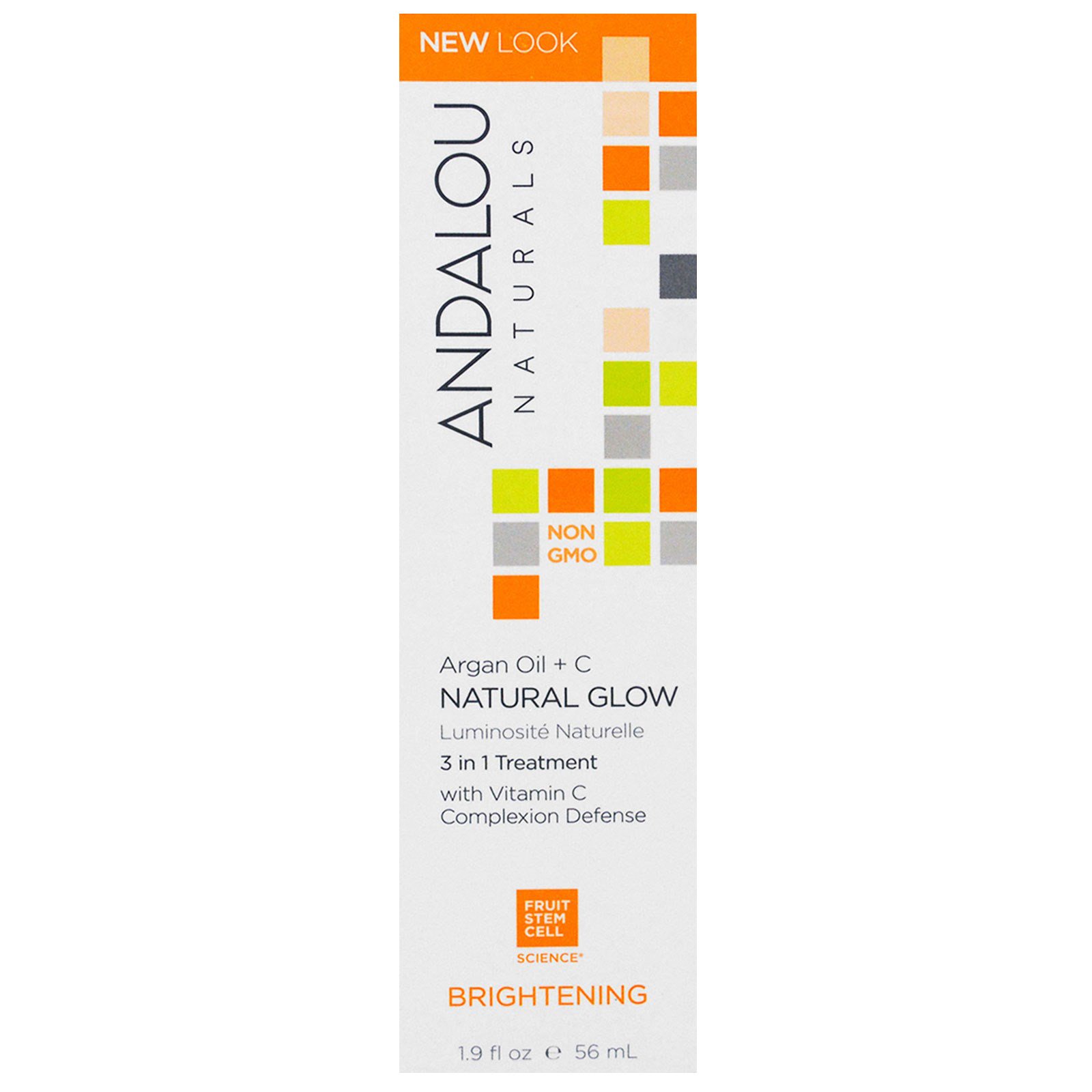 Andalou Naturals, Brilho Natural, Tratamento 3 em 1, Argan + Omega, Clareador, 1,9 oz (56 ml)