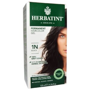 Herbatint, Gel colorador de cabelo permanente, 1N, preto, 4,56 fl oz (135 ml)