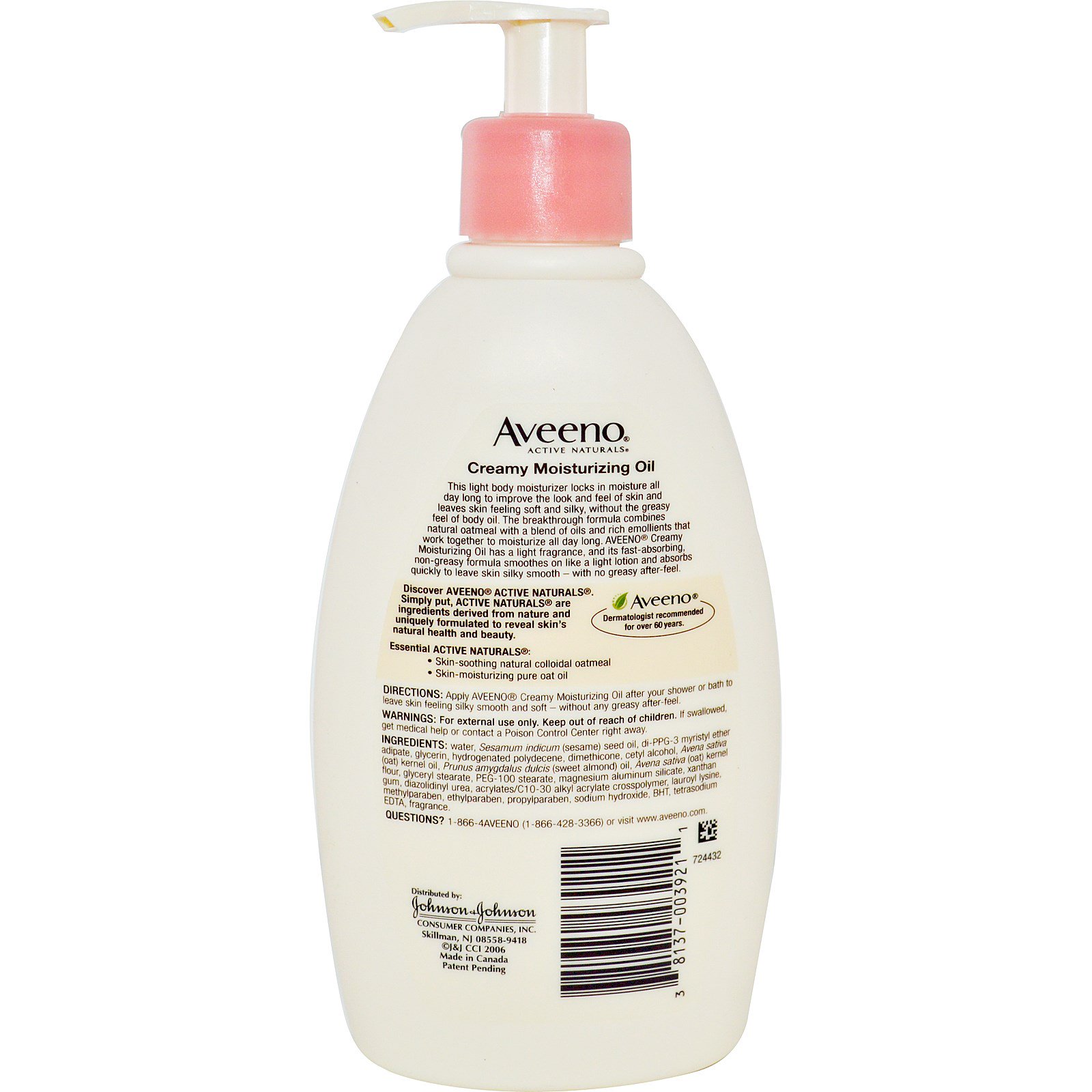 Aveeno, Ativos Naturais, Creme Hidratante Oleoso, 12 fl oz (354 ml) - Imagem 2